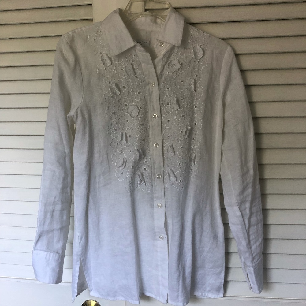 NWOT Crisp white linen blouse